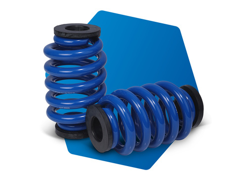 Blaue Spiralfedern zur Auflastung von Fahrzeugen